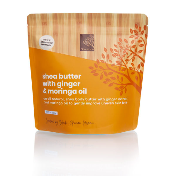 Nokware Ginger & Moringa Oil 300g Shea Butter Pouch Front